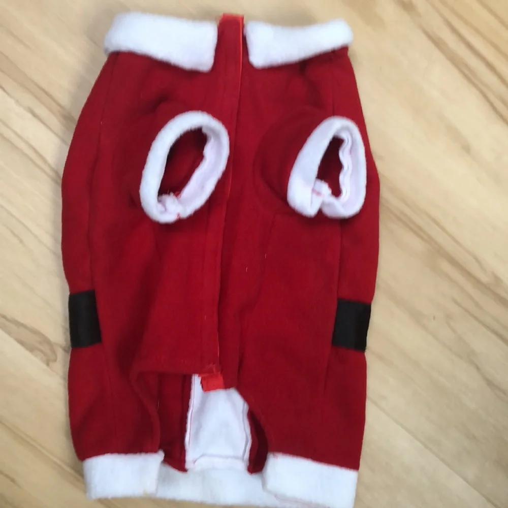 Santa Claus Red White Fleece Pet Costume Jacket Small